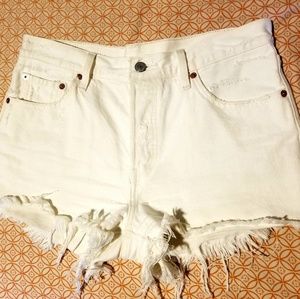 Levi's White Jean High-Rise Shorts